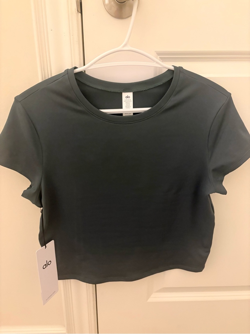 ALO Yoga Cropped Crewneck Tee — Clover Green- size L